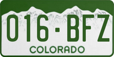 CO license plate 016BFZ