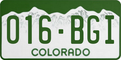CO license plate 016BGI