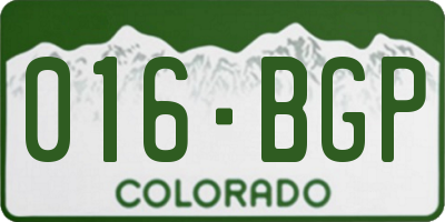 CO license plate 016BGP