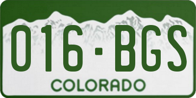 CO license plate 016BGS