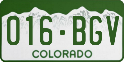 CO license plate 016BGV