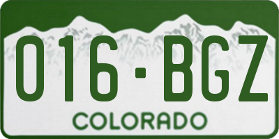 CO license plate 016BGZ