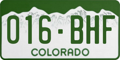CO license plate 016BHF