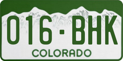 CO license plate 016BHK