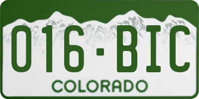 CO license plate 016BIC