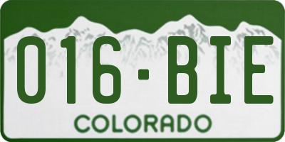 CO license plate 016BIE