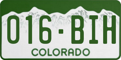 CO license plate 016BIH