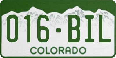 CO license plate 016BIL