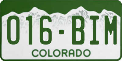 CO license plate 016BIM