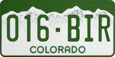 CO license plate 016BIR
