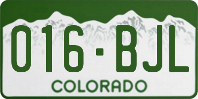 CO license plate 016BJL