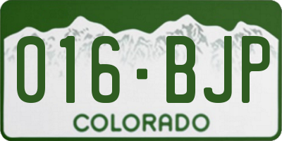 CO license plate 016BJP