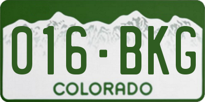 CO license plate 016BKG