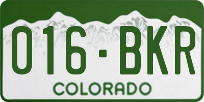 CO license plate 016BKR