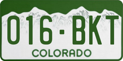CO license plate 016BKT