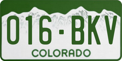 CO license plate 016BKV