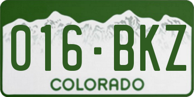 CO license plate 016BKZ
