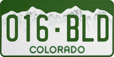 CO license plate 016BLD