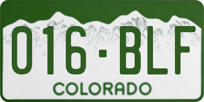 CO license plate 016BLF