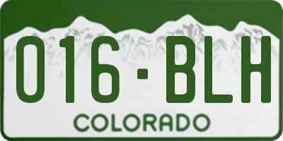 CO license plate 016BLH