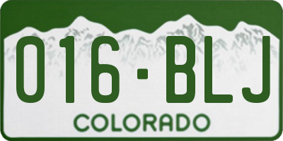 CO license plate 016BLJ