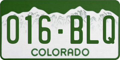 CO license plate 016BLQ