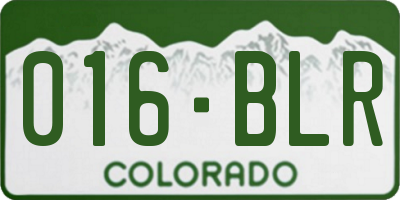 CO license plate 016BLR