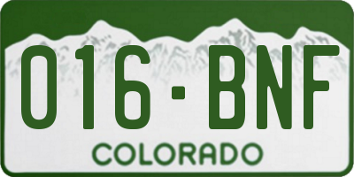 CO license plate 016BNF