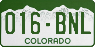 CO license plate 016BNL