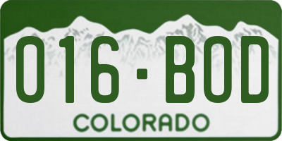 CO license plate 016BOD