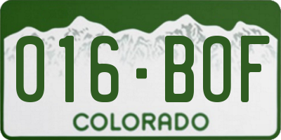 CO license plate 016BOF