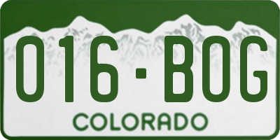 CO license plate 016BOG