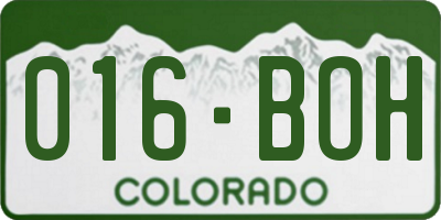 CO license plate 016BOH