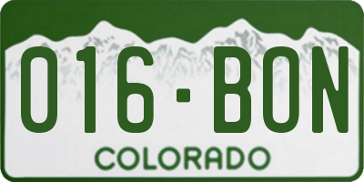 CO license plate 016BON
