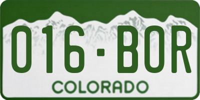 CO license plate 016BOR