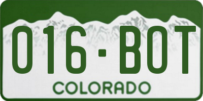 CO license plate 016BOT
