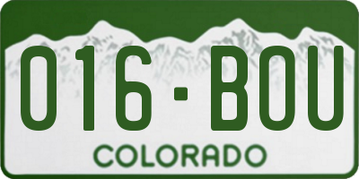 CO license plate 016BOU