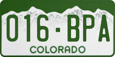 CO license plate 016BPA