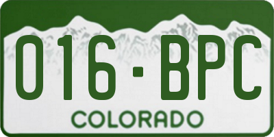 CO license plate 016BPC