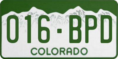 CO license plate 016BPD