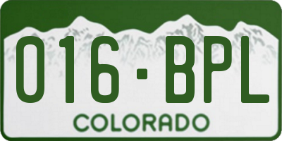 CO license plate 016BPL