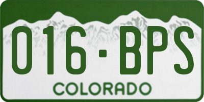 CO license plate 016BPS