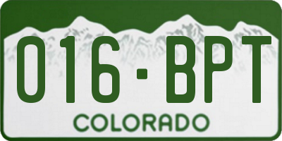 CO license plate 016BPT