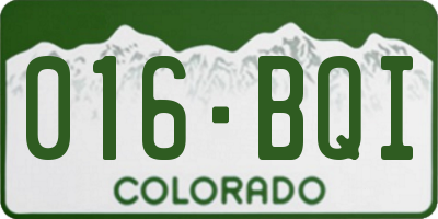 CO license plate 016BQI