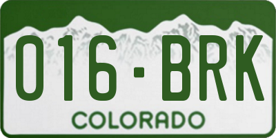 CO license plate 016BRK