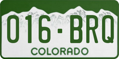 CO license plate 016BRQ