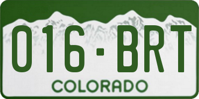 CO license plate 016BRT