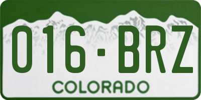 CO license plate 016BRZ