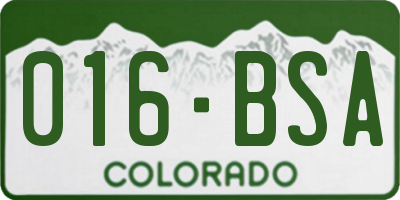 CO license plate 016BSA