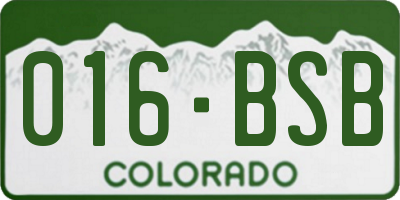 CO license plate 016BSB